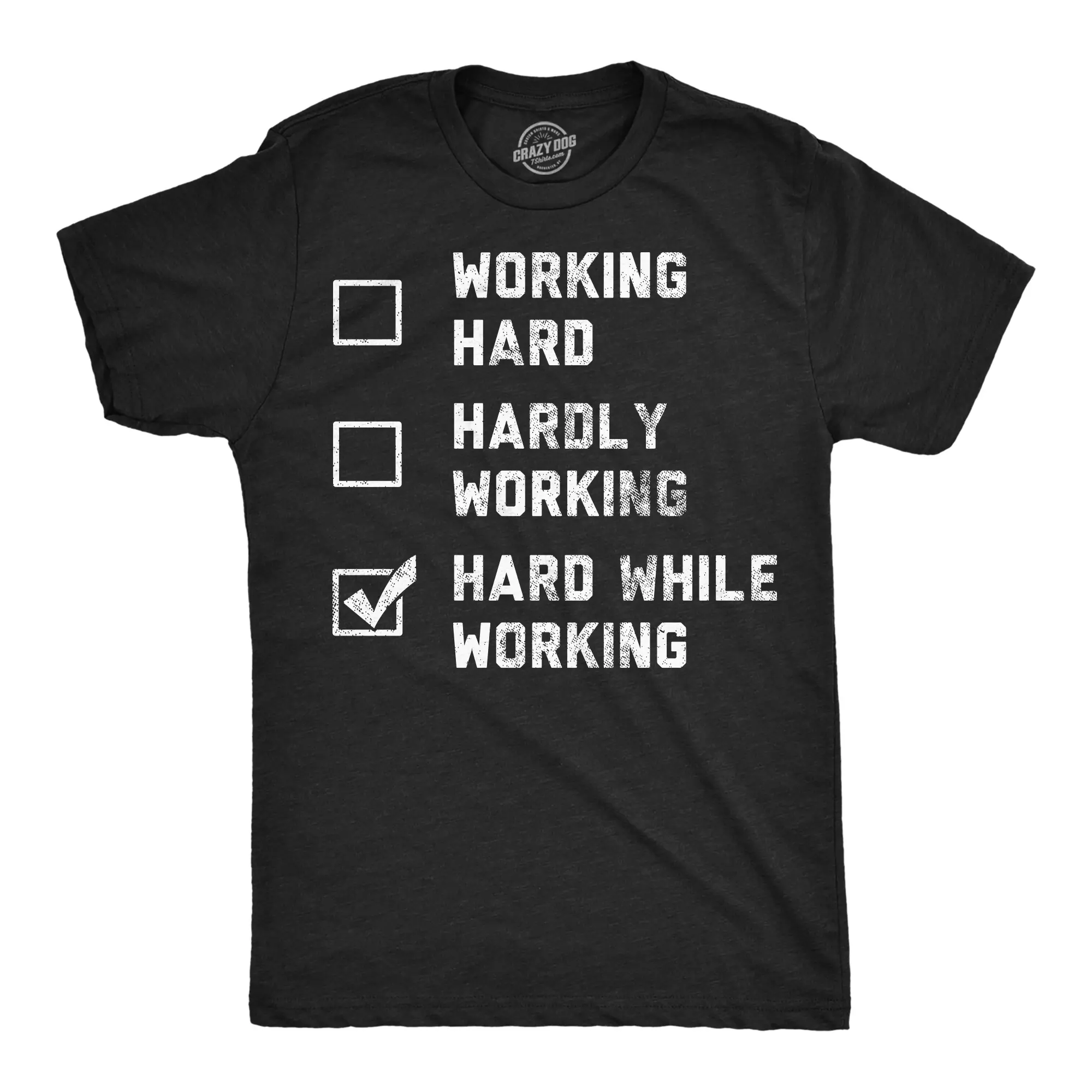 Mens Funny T Shirts Hard While Working Checklist Sarcastic Adult Joke Graphic Novelty Tee for Men Mens Funny T Shirts Cool Vintage Fashion T-Shirt Gift Classic Menswear Sarcastic Apparel for Men Funny Office Black -