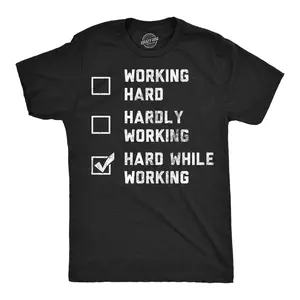Mens Funny T Shirts Hard While Working Checklist Sarcastic Adult Joke Graphic Novelty Tee for Men Mens Funny T Shirts Cool Vintage Fashion T-Shirt Gift Classic Menswear Sarcastic Apparel for Men Funny Office Black -