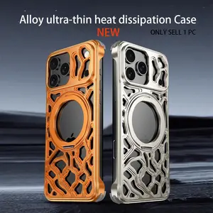 iPhone 16 15 17 Pro Max Case, 360° Rotating Holderr Magnetic Magsafe Lens Protect Shockproof in-vehicle Cover, Borderless Cool Phone Cover, Aluminum Material, Heat Dissipation, Drop Protection
