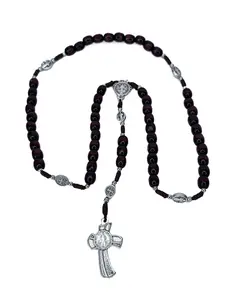 Saint Benedict Rosary Mahogany finish Wooden