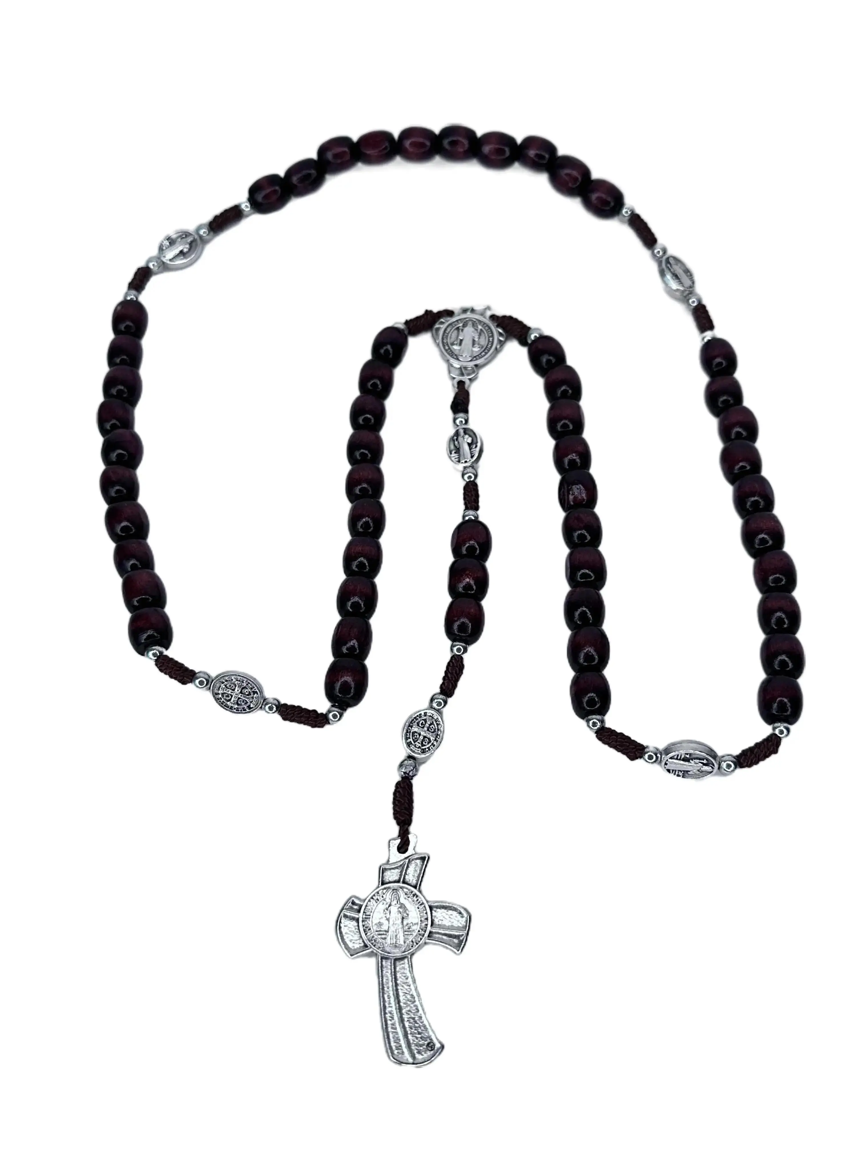 Saint Benedict Rosary Mahogany finish Wooden