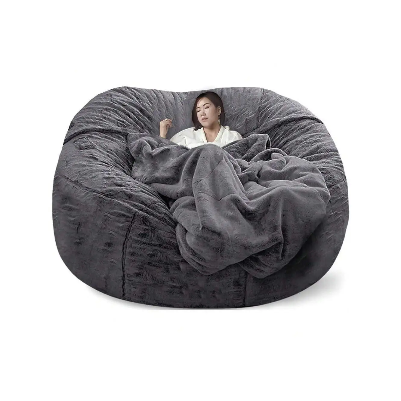 1pc Multifunctional Slouchy Bean Bag Sofa Cover (Excluding Filler, Only Fabric Cover) Movable & Foldable Furniture For Rental Apartment, Fabric Sofa S