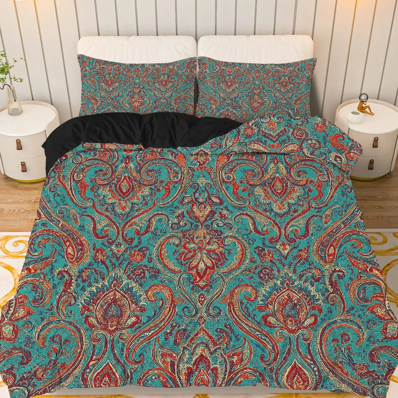 Boho Paisley Quilt Set, 3-Piece Bedding Ensemble, Soft Breathable Comfort, Ideal for Bedroom Hotel Room Living Room Decor