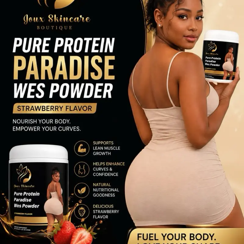 Pure Protein  Paradise Wes Powder  STRAWBERRY FLAVOR  DIETARY SUPPLEMENT NETWEIGHT 1 LB1Protein Powder, 500g Protein, Soy-Free | 500g plant protein from strawberries proteins with fruit blends smoothly for sports nutrition.