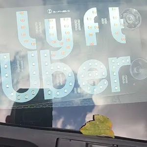 USB LED Light Sign for Drivers, Taxi Car Led Sign with Suction Cups Dimmer On Window, Sign Car LED Decal, Bright Lights Sign Car Accessories Suitable for All Cars (Powder Blue)