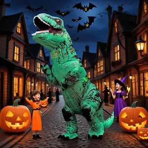 Bestselling Realistic Printed T-Rex Polyester Inflatable Costume – For Young Adults & Adults, Fits Heights 155-190cm, Comes with a Fan and Battery Box (Batteries Not Included), Ideal for Halloween Cosplay & Holiday Party Celebrations