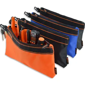4-Packs Small tool pouch, Heavy-Duty Tool pouch, Electrician tool pouch, Tool pouches w/clip, Electricians tool pouch, Tool pouch bag, Small tool bag, Tool bag small, Zippered tool bags