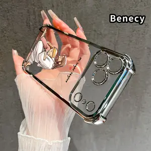 Clear Protective Four Corners Air Cushion Anti-drop Phone Case For iPhone 17 Pro Max 16 15 Plus Air 14 13 12 11 E Safe Embrace Pattern Premium Plated Cover Casing