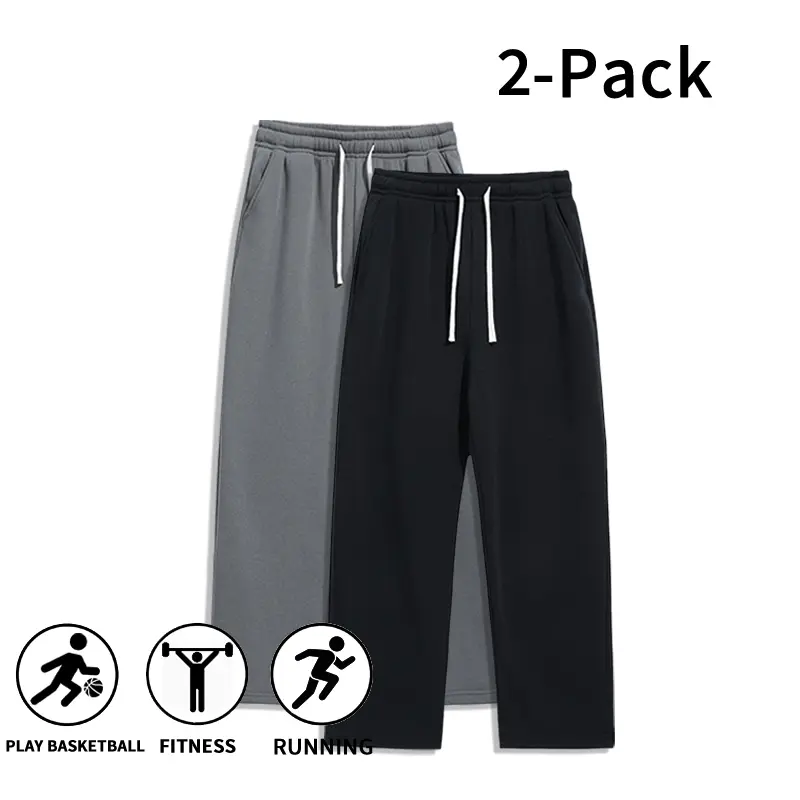 2 Pack Men’s Casual Sweatpants – High Waist Drawstring Loose Pants for Sports, Gym, and Streetwear