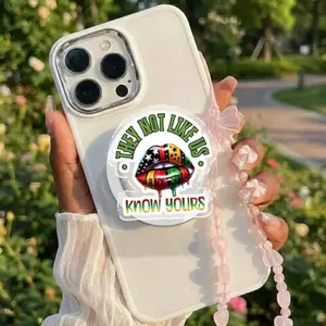 Black Lip Griptok, They Not Like Us Magnetic Phone Grip, Black Pride Accessory, Black History Gift For Her Magsafe Library Card sticky mount Ring Stand holder