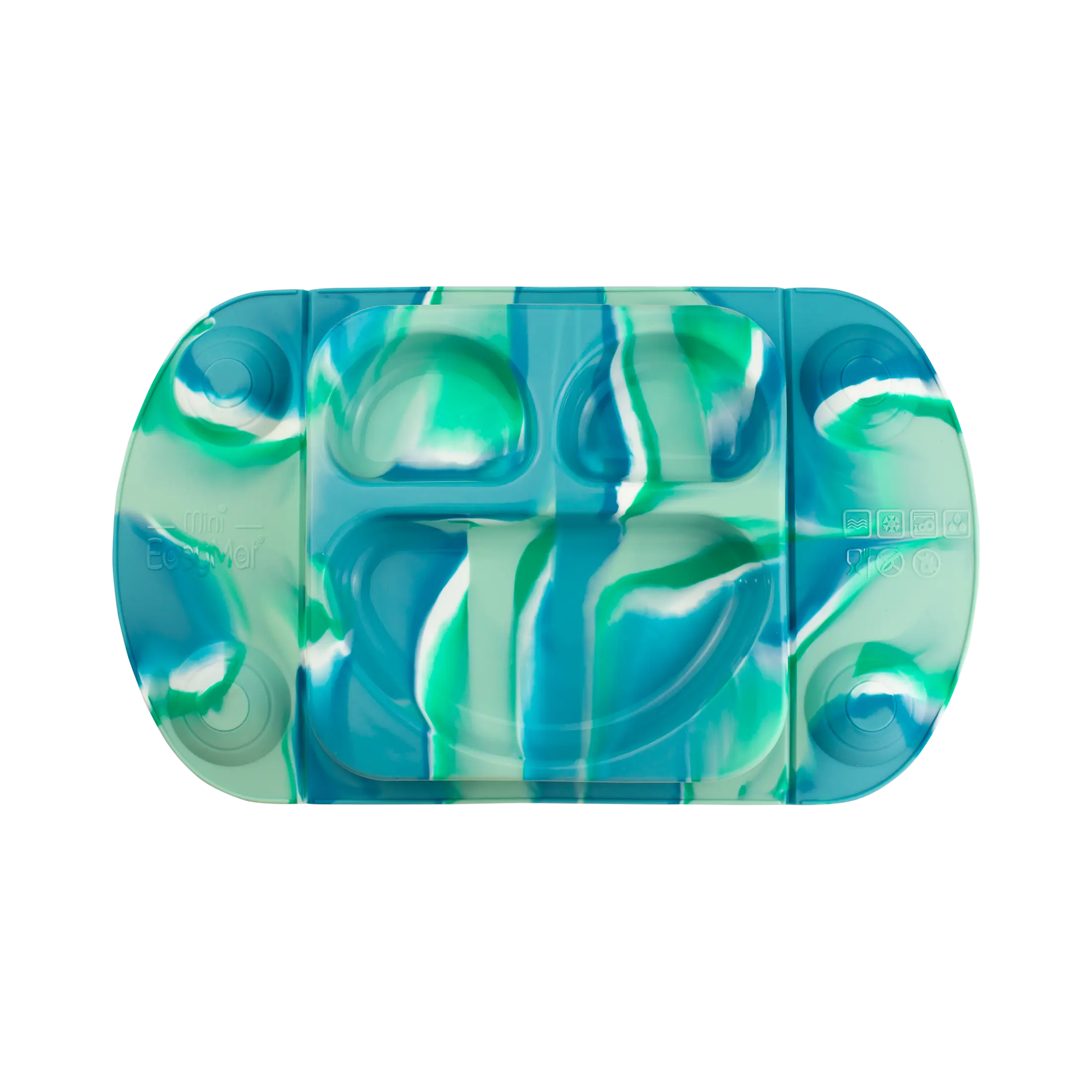 Baby' tableware | EasyMat Mini Portable Silicone Suction Plate | Perfect Placemat for High Chair Feeding | Microwave & Dishwasher & Oven Safe (Ocean)