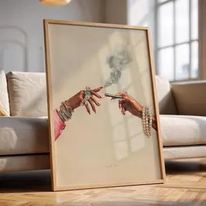(No Frame) Luxury Smoking Art Print  Elegant Feminine Hands Holding Joint, High Fashion Weed Poster, High Aesthetic Print for Bar or Kitchen