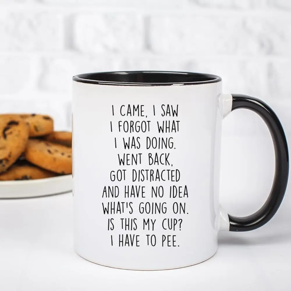 I Came I Saw I Forgot What I Was Doing Coffee Mug, Funny Senior Citizens Sarcastic Gifts Old People Elderly Mom Dad Grandma Grandpa, Presents Mothers Day Fathers Birthday, 11 oz Novelty Cup