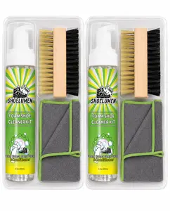 2 Pack Shoe Cleaner Sneakers,8.5oz White Shoe Cleaner,Shoe Cleaning Kit with 2 Brush,Shoe Cleaning Removes Dirt and Stain for White Shoes, Suede, Leather, Canvas, Knit, Boots, Fabric, PU
