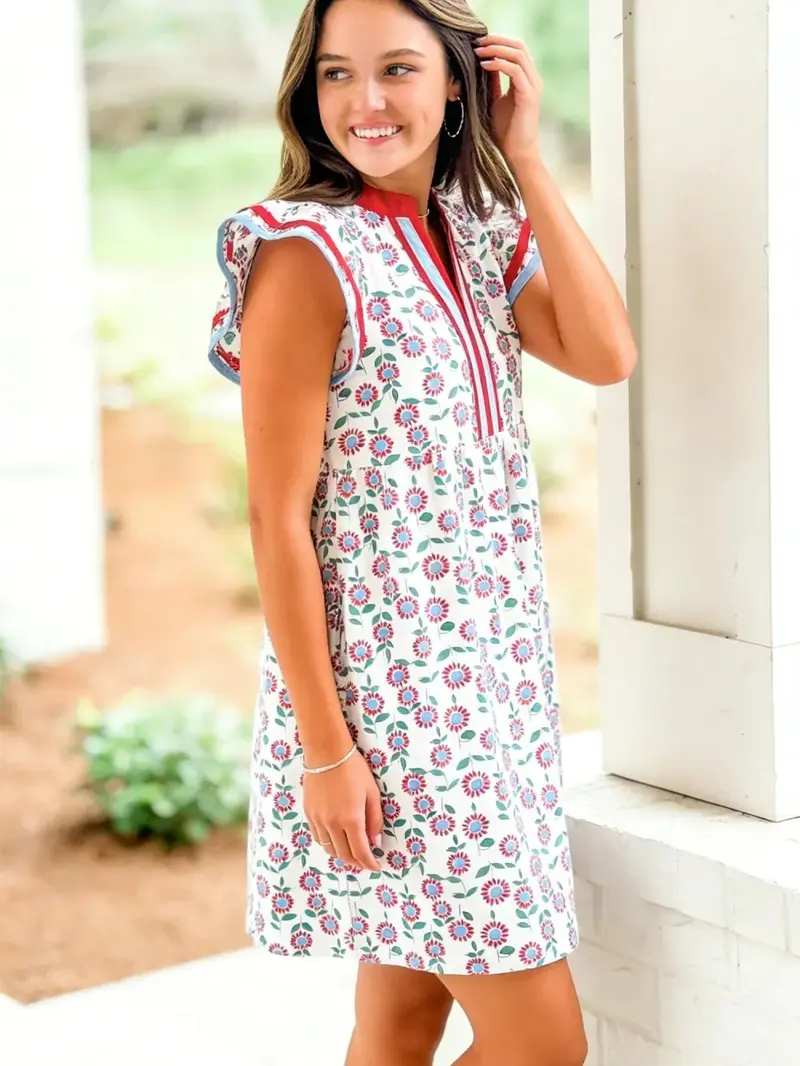 red floral mini dress - TikTok Shop