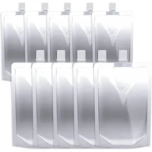 10PCS 8OZ&16OZ Plastic Flasks Reusable Drink Pouches Spouted Drinking Bags for Beverage Juice Leak-Proof Food Grade for Travel Outdoor Sports Concert Cruise Events