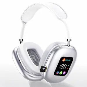 MUSEN AKZ-MAX600 Wireless On-Ear Headphones, RGB Digital Display Screen Headset, Support TF Card Bluetooth Earphones With 3D Stereo Sponge Earmuffs, Large-Screen LED HD Display for More Comfortable Wear Experience & Sound Quality Electronic Earbud