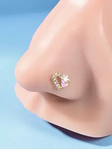 Heart Shaped Nose Stud, Cute Shiny Nose Ring for Women & Girls, Nose Piercing Jewelry, Fashion Accessories for Daily Wear, Valentine's Day Gift