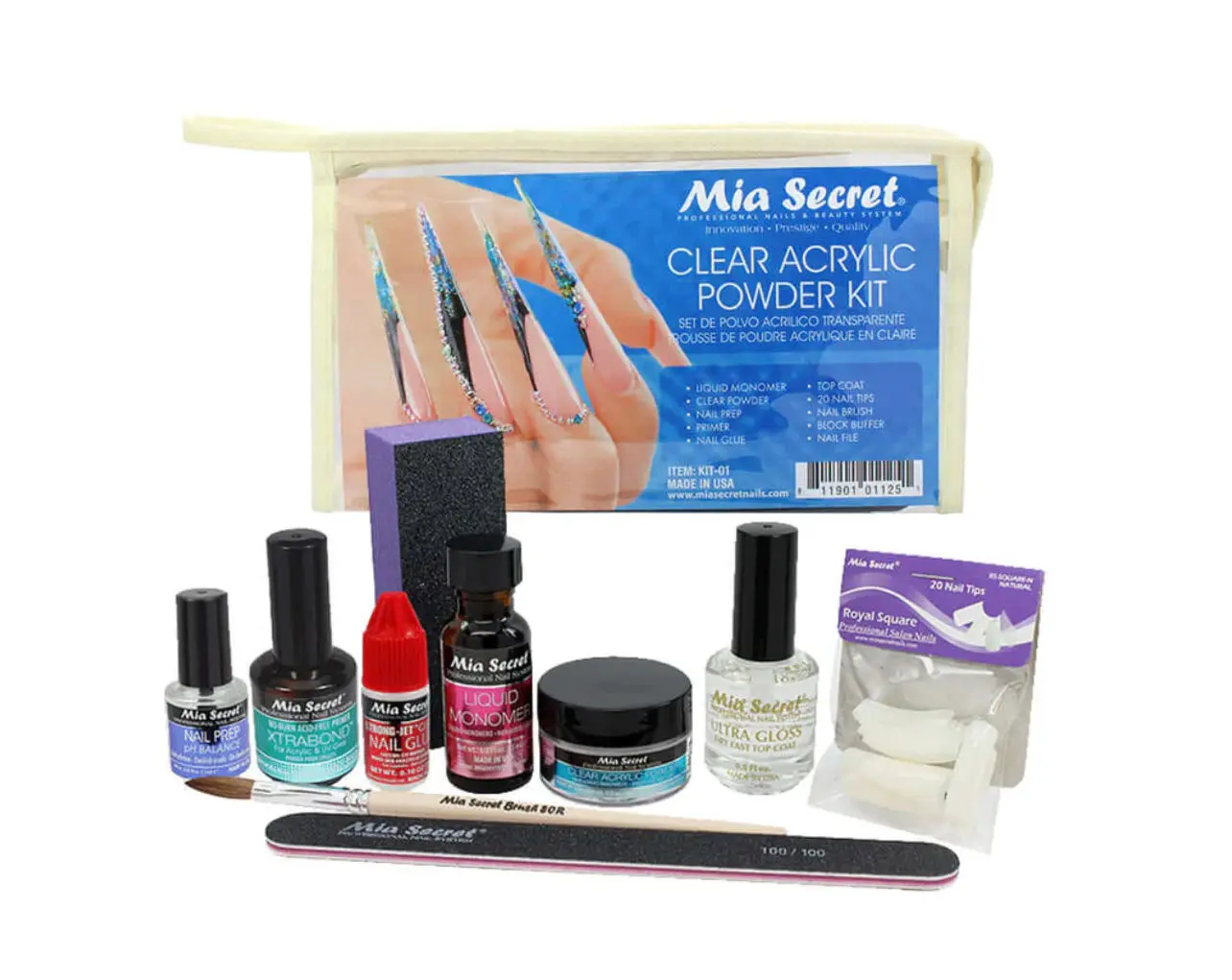 Mia Secret Multi-Pack Acrylic Powder Kit, Manicure Nail Care Set with Brush for Glossy Nail Finish