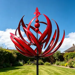 Large Illuminated Metal Wind Spinner, Antique Outdoor Decor for Garden & Patio, Low-wind Rotation Yard Ornament, Easy Assembly,summervibes