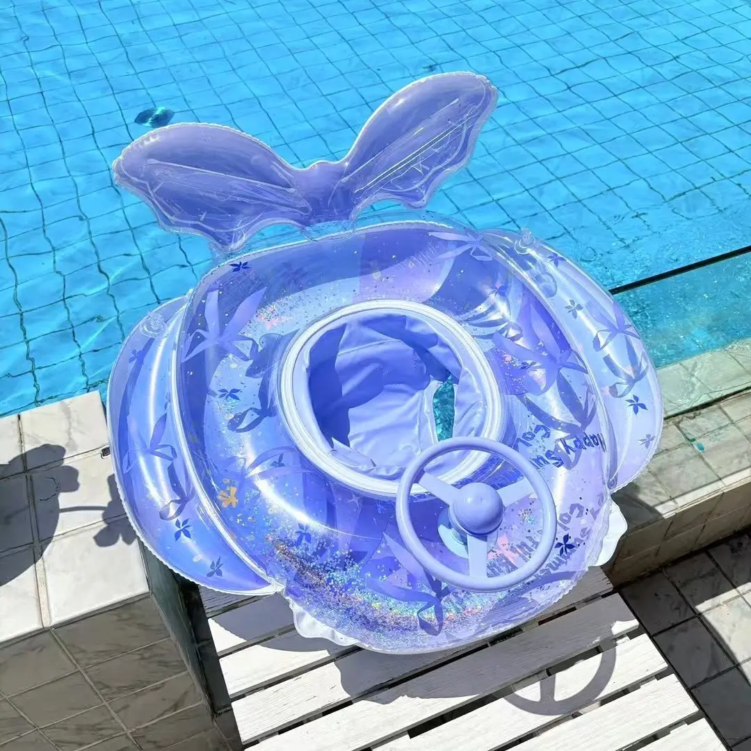 Mermaid Tail Kids Swim Seat Ring, Thickened PVC Fish Tail Pool Float, Swimming Tube Toy, Summer Beach Inflatable Buoyancy Raft, Swimming Accessories