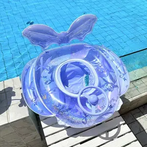Mermaid Tail Kids Swim Seat Ring, Thickened PVC Fish Tail Pool Float, Swimming Tube Toy, Summer Beach Inflatable Buoyancy Raft
