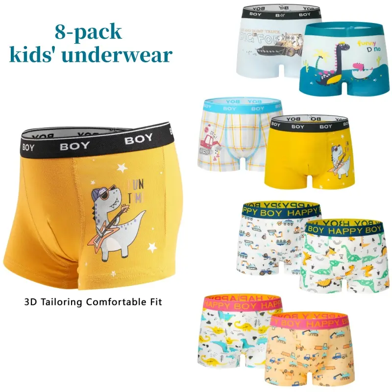 TPHON Kids Underwear Boys 2-12T Toddler Boy Clothes Soft Dinosaur Cartoon Briefs 8 Pack child