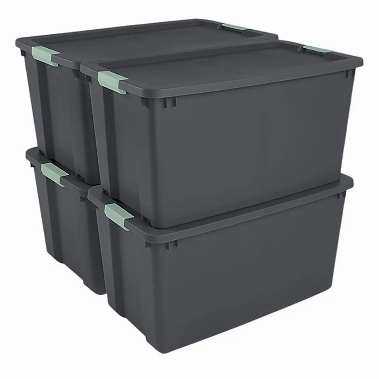 Sterilite 45 Gallon Wheeled Latching Storage Tote, Plastic, Flat Gray, 4/Carton (22223V04)