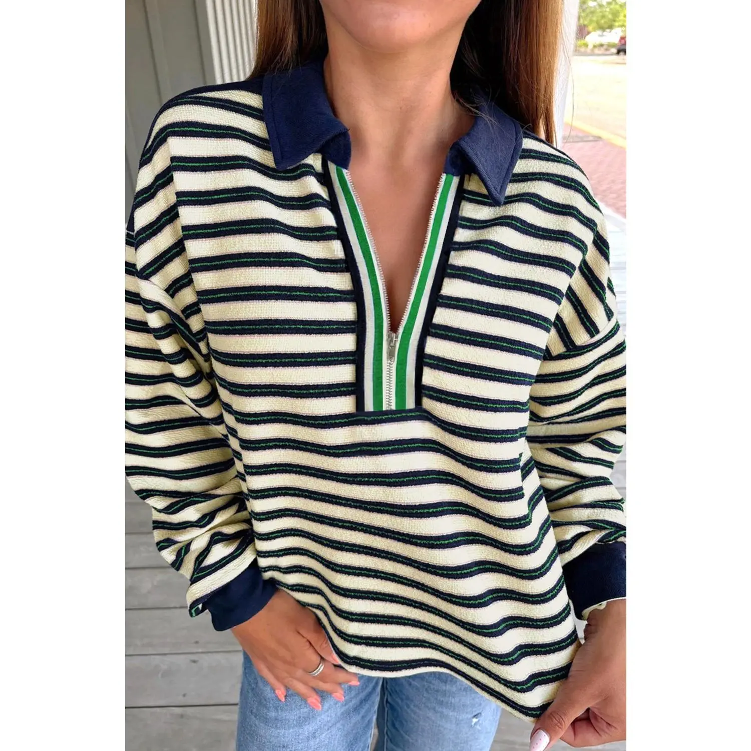 Striped Zip Up Top Striped Zip Up Top