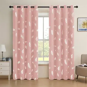 Elegant Blackout Curtains Set of 2 Thermals Insulated & Energy-Saving Drapes for Bedroom pink room decor Grommet Layer Double Flower Embroidery minimalist style Textured Darkening Curtain rubber foil print Privacy black backing langsir bidai blackout shee