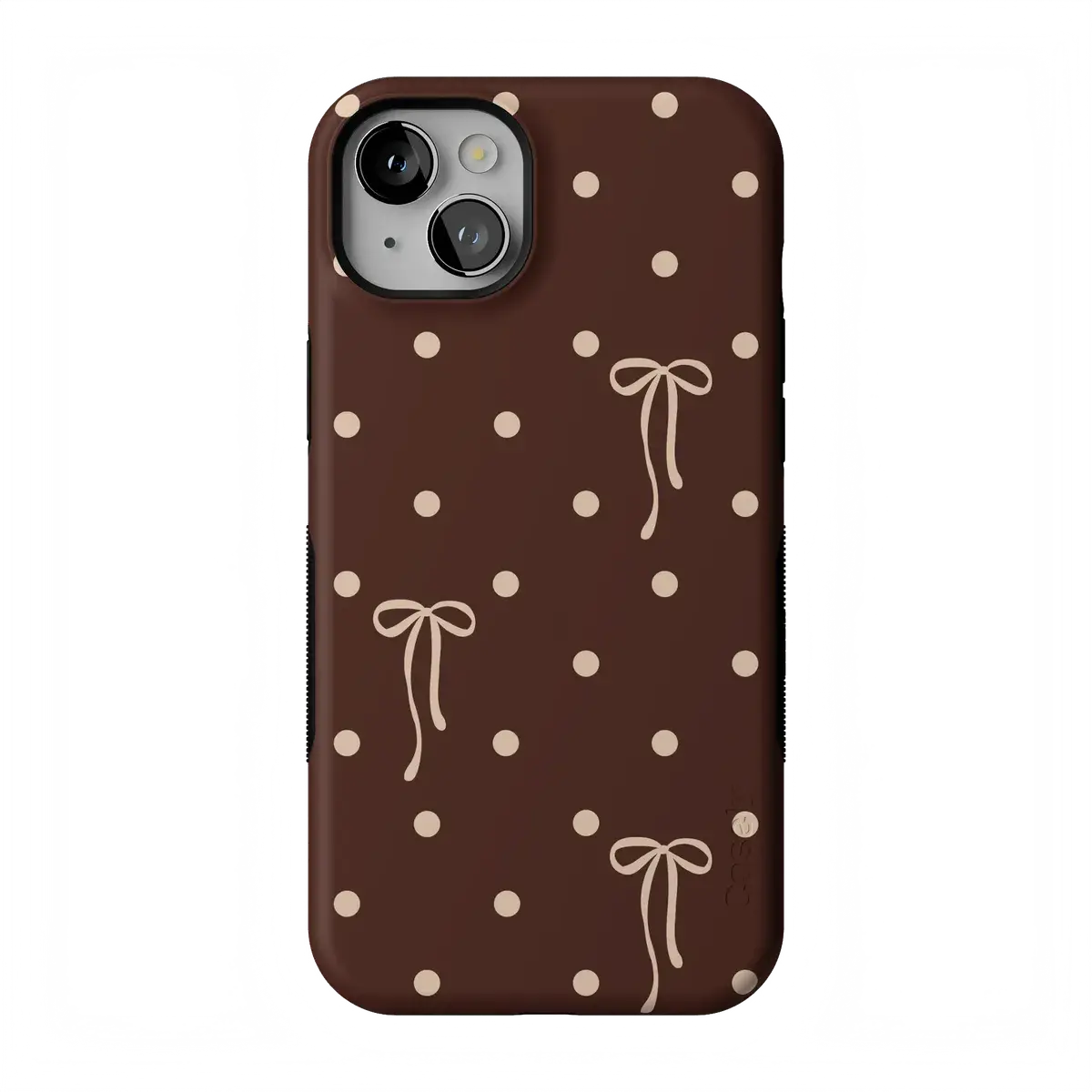 Casely iPhone 14 Case | Teddy Bows | Brown Polka Dot | Bold Protective Design | Compatible with MagSafe