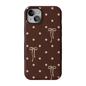 Casely iPhone 14 Case | Teddy Bows | Brown Polka Dot | Bold Protective Design | Compatible with MagSafe