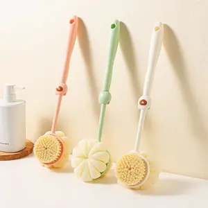 3pcs Back Scrubber Long Handle Shower Body Brush with Soft Mesh Sponge for Women Skin Exfoliating Bath, Massage