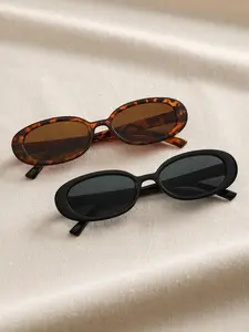 2-Pack Oval Small-Frame Retro Fashion Classic Sunglasses for Men and Women, Suitable for Holiday Outfits, Street Photography, Street Wear Accessories, Music Festivals and Parties.