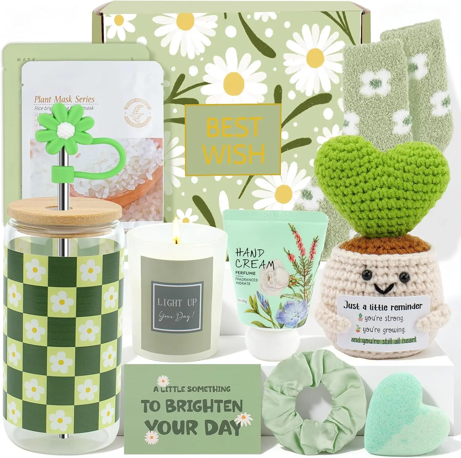 Halloween Fall Gift  Green Birthday Gifts Basket for Teens Girl Women Self Care Get Well Soon | Care Package for Best Friend Sister Friends Her, Inspirational Thinking of You Skin Care Gift Baskets for Teen Girls Women