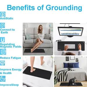 27''*10''Grounding Mat, Grounding Pads for Feet, Non-Slip Conductive Pad for Sleeping, Earth Connected Mats for Bed Desk Home Office (Packing list includes Grounding Mat, Grounding Cord, User Manual,Without any test accessories)
