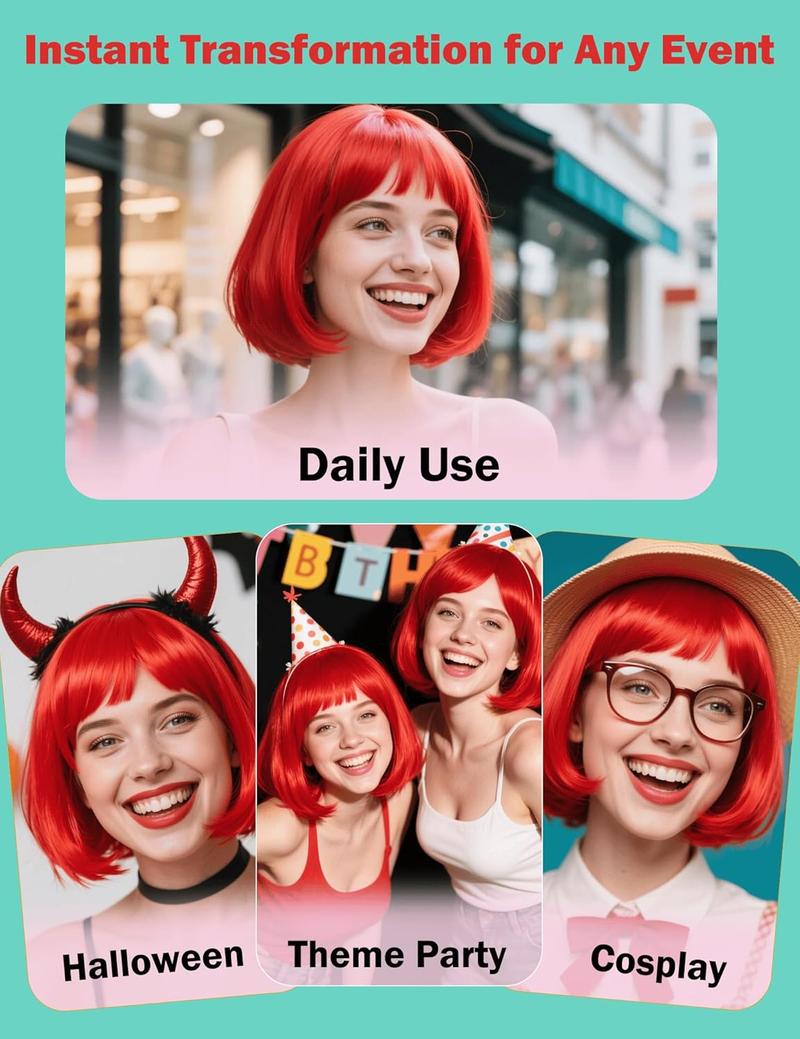 GK Red Bob Wigs Human Hair Red 13X4 Bob Lace Frontal Wigs Human Hair for Women 180% Density Wear and Go Glueless Wig Blunt Cut Straight Short Bob Wigs Pre Plucked With Baby Hair 10 Inch