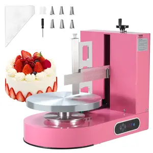 Summervibes VEVOR Cake Decorating Machine, Cake Cream Spreading Coating Smearing Machine, Low Noise Cake Frosting Machine, Turntable with Adjustable Scraper, for 6 to 14 Cake, 25-320RPM Rotating Speed, Pink