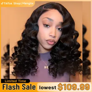 [200% Density] Menglle Loose Deep Wave 13x4 Lace Front Wigs Human Hair Pre Cut Lace Glueless Bounce Wand Curly Wig Natural Hairline Beginner Friendly#greenish#TikTokShopSpringGlowUp