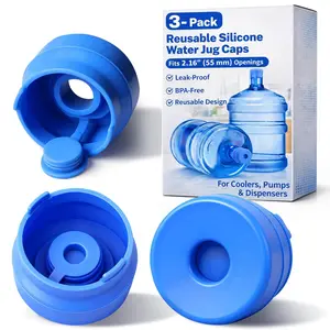 3 & 5 Gallon Water Jug Caps, Non-Spill Leak Free Silicone Covers for Indoor & Outdoor Use, BPA Free Food Grade - Pack of 3/6/9