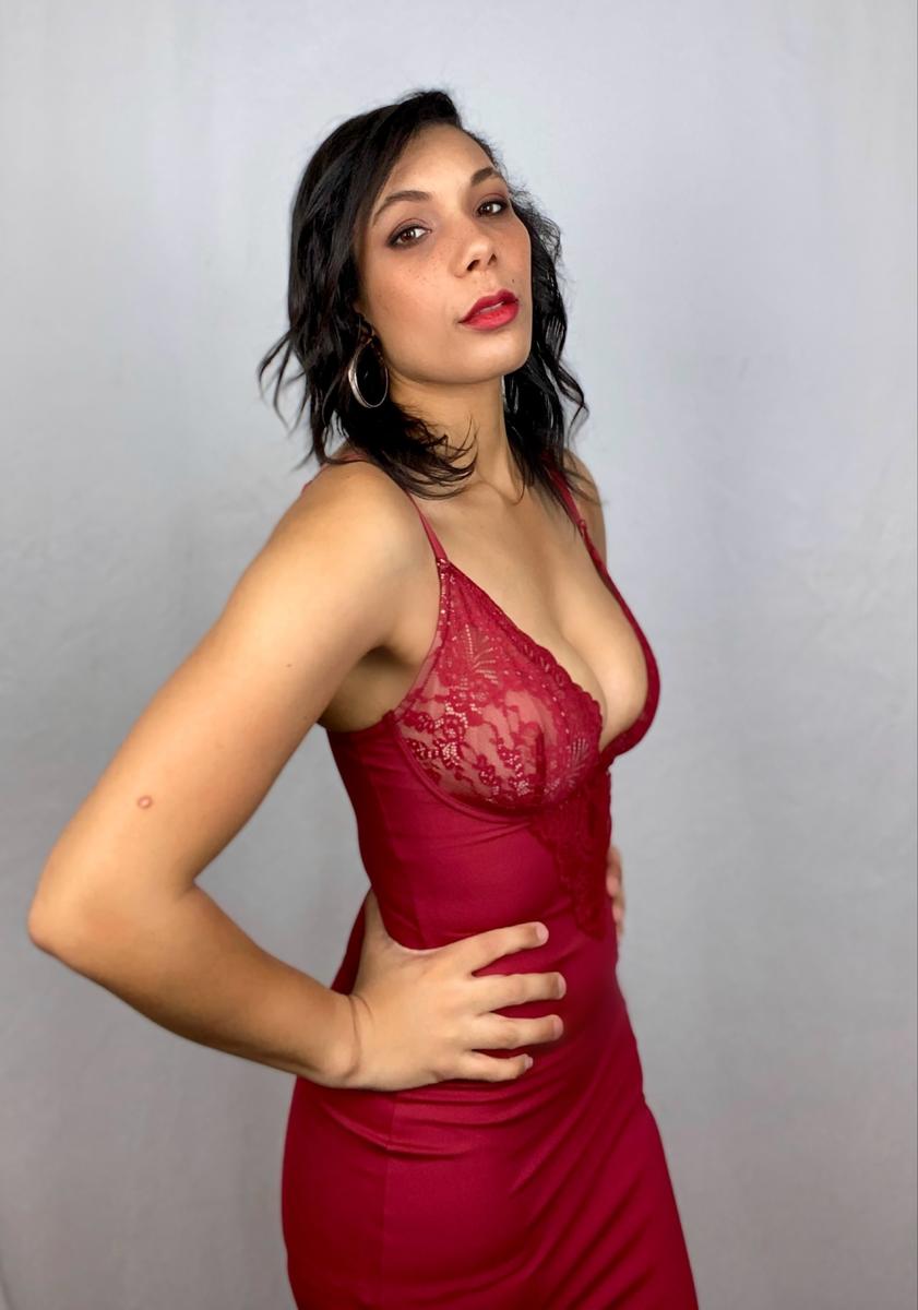 Item: Split Maxi Dress-Wine, S