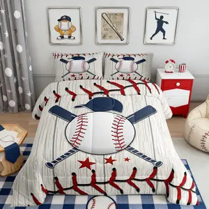 Baseball Comforter Set,Baseball Bat Bedding Set for Adults Teens,Children Rustic Wooden Comforter Luxury Sports Quilt Set Room Decor