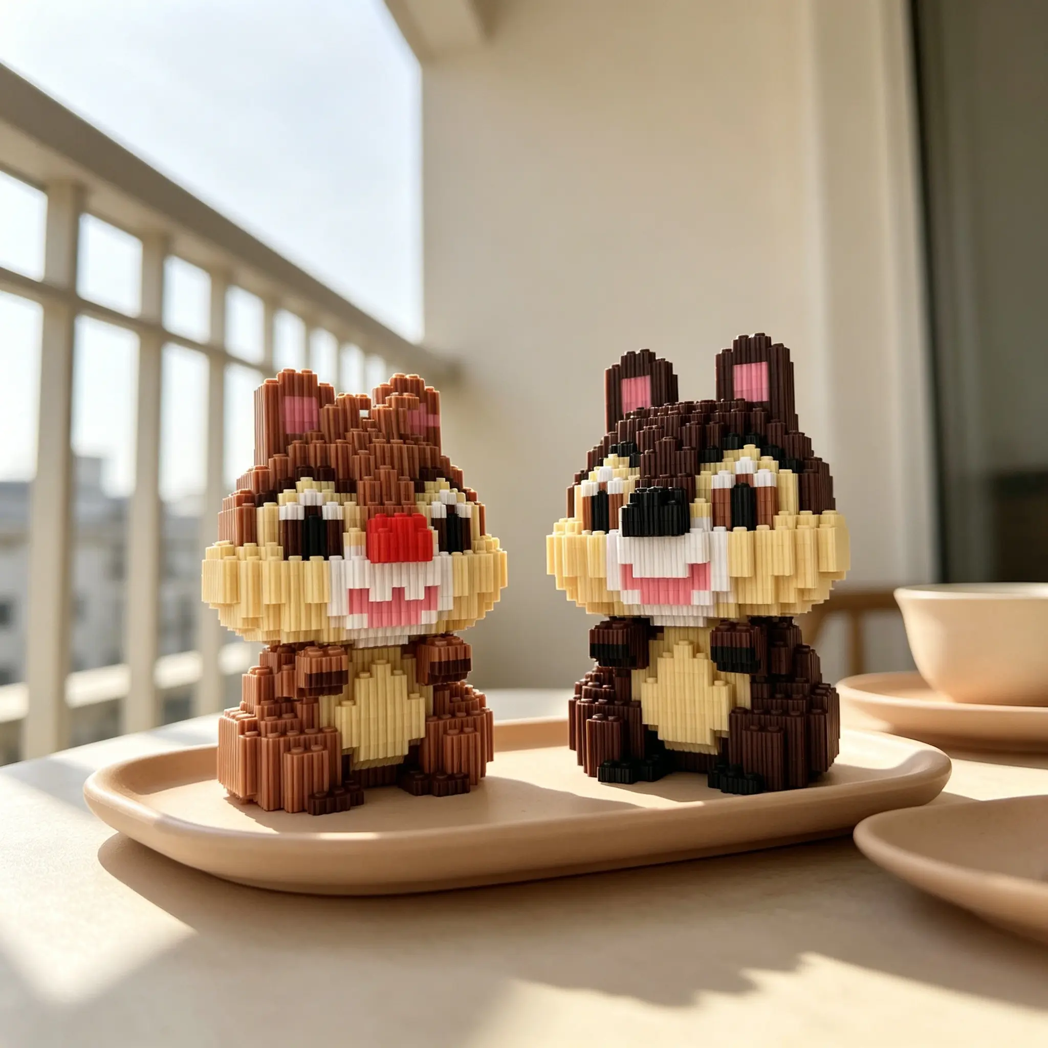Pair of Squirrel 3D Creative Puzzle Blocks Decor, Home Office Shelf Decoration, Party Gift, Holiday Decor, Handmade Craft, Lightweight Statue, Interlocking Puzzle