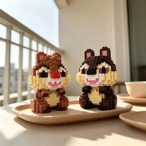 Pair of Squirrel 3D Puzzle Blocks Decor, Home Office Shelf Decoration, Party Gift, Holiday Decor, Handmade Craft, Lightweight Statue, Interlocking Puzzle