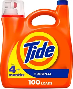 Tide Laundry Detergent Liquid, Original Scent, HE Compatible, 100 Loads, 132 fl oz, Tide Laundry Detergent, Liquid Laundry Detergent (Packaging May Vary)