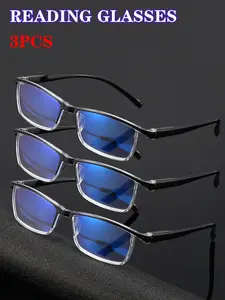 3pcs Reading Glasses +1.00 to +4.00, Reading Eyeglasses, Half-Rim Square Lightweight Unisex Eyewear for Women & Men,christmas gifts