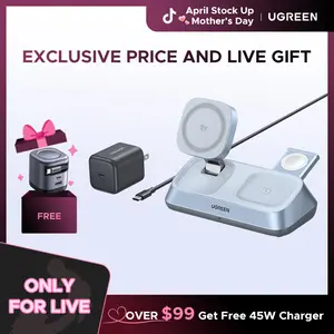 【LIVE ONLY】UGREEN 25W Qi2 Certified 3-in-1 Magflow Wireless Charging Stand, Magsafe Fast Wireless Charger for iPhone 17/16/15/14/13/12, AirPods and Apple Watch, Desk Stand with Adjustable Angle,TikTokShopBlackFriday ,TikTokShopHolidayHaul