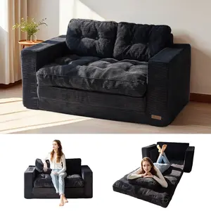 MAXYOYO 2-in-1 Folding Floor Couch with Pillows Pull Out Loveseat Sleeper Sofa for Living Room Bedroom Lounge