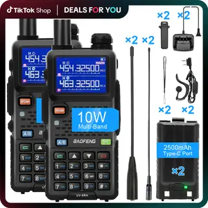 BAOFENG 5RH 10W GMRS Radios (2 Pack) - Long Range Walkie Talkies with 771 Upgraded Antenna & 2500mAh Battery | Upgraded UV-5R Travel Gadgets for Camping, Hunting & Emergencies (FRS/GMRS Compatible) Audio