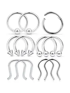 Simple Stainless Steel Nose Ring Set, Ball Clip Nose Rings, Unisex Fashion Nose Jewelry, Hypoallergenic Piercing Accessories